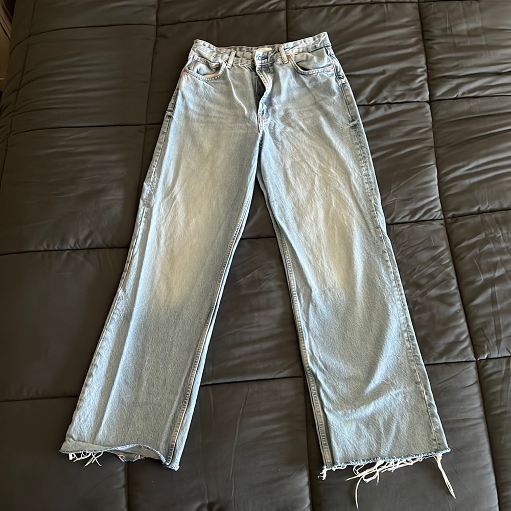 Zara wide-leg jeans size 10 light denim